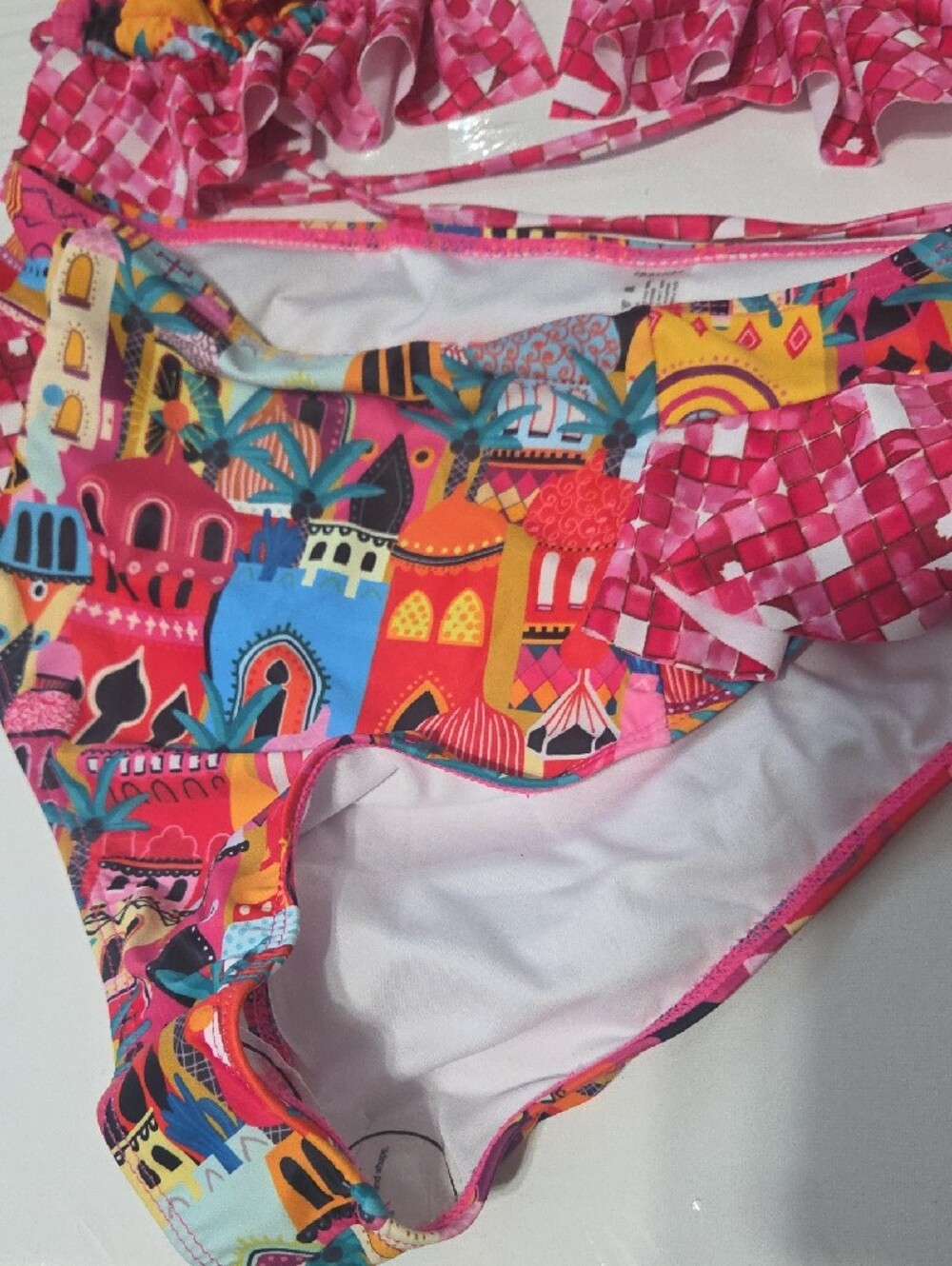Pink Multicolor Ruffle Bikini Set - Picture 7 of 8